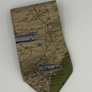 Structure Mens Tie 100% Silk U.S, Roadmap/ Bus Design   Made In USA 60 Inch Long